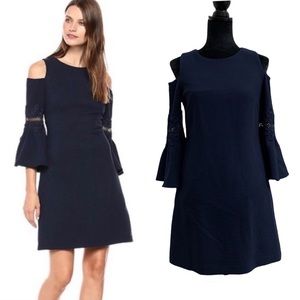 Eliza J Women's Cold Shoulder A-Line
Dress, Navy Blue Size 8 Petite